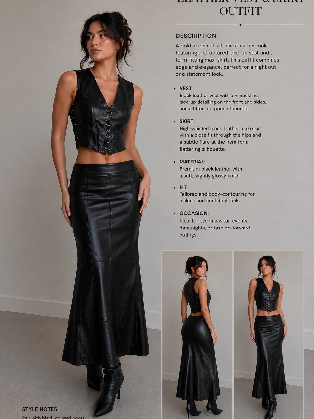 Black Leather Maxi Skirt - Unbranded